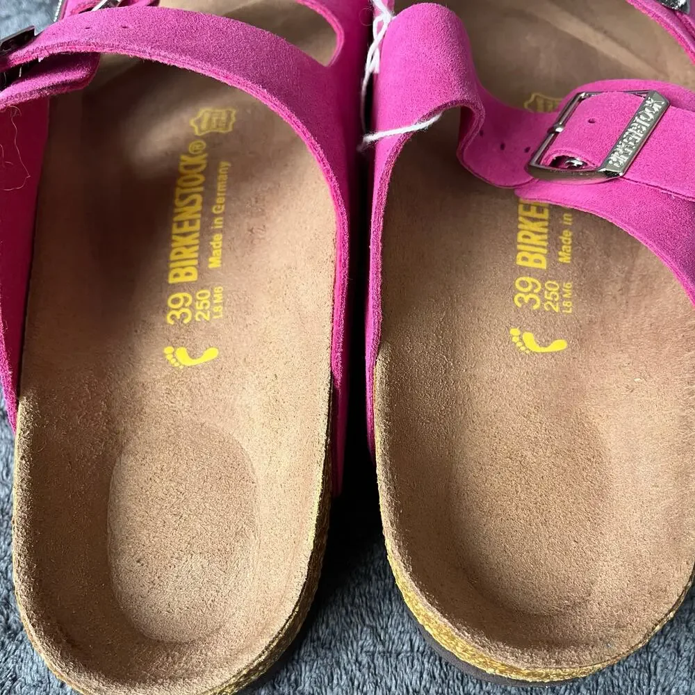 Birkenstock Sandals Arizona Suede Hot Pink NWT (no box) size 39 womens 8 - Picture 5 of 6